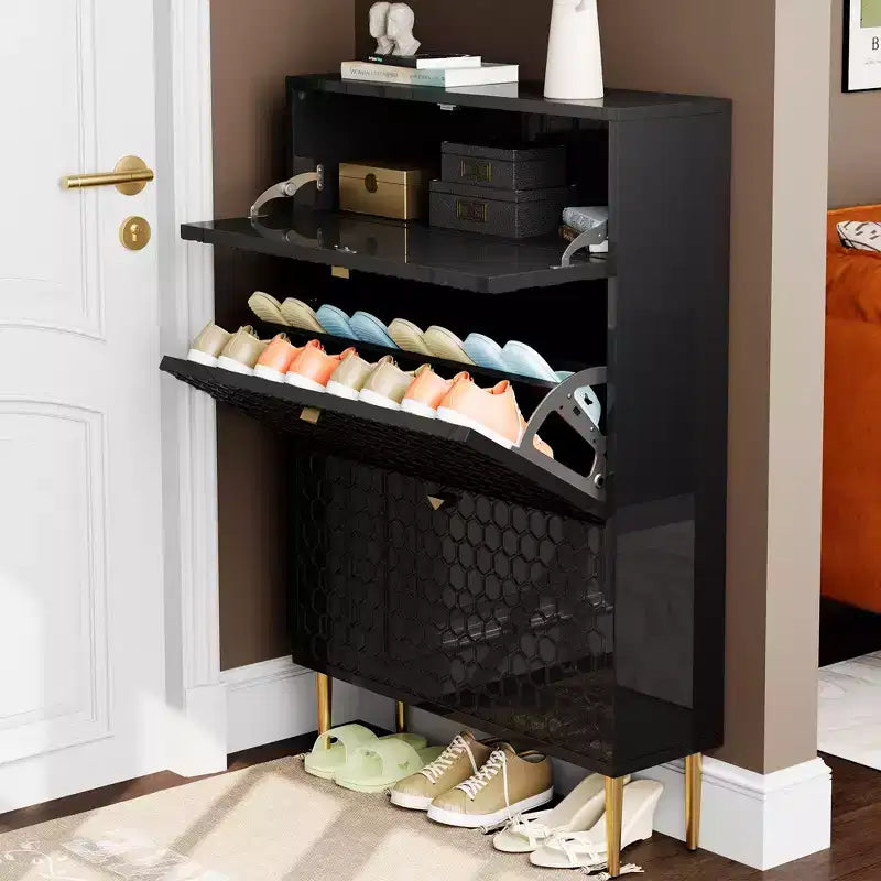 CLIHOME Meuble à chaussures d'entrée 24 paires, avec tiroirs basculants, étagère de rangement