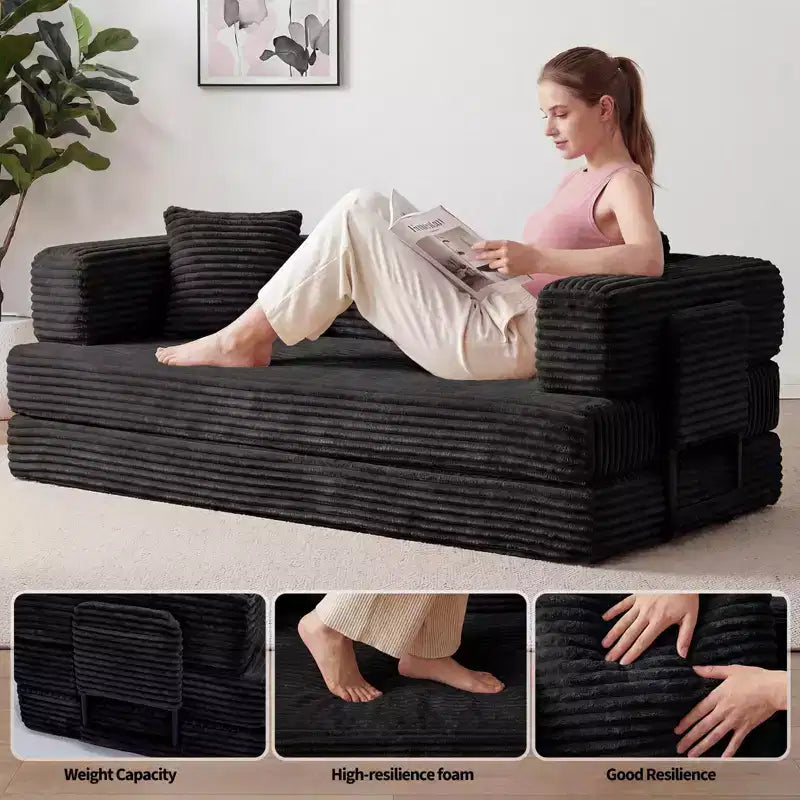80,7 Canapé-lit convertible 5-en-1 – Corduroy, 1200 lbs, Aucun assemblage requis