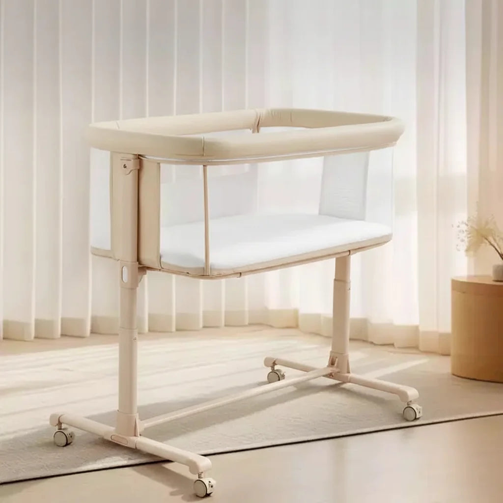Berceau pour bébé avec roulettes – Beige / Gris / Rose, Cododo, pour 1 bébé