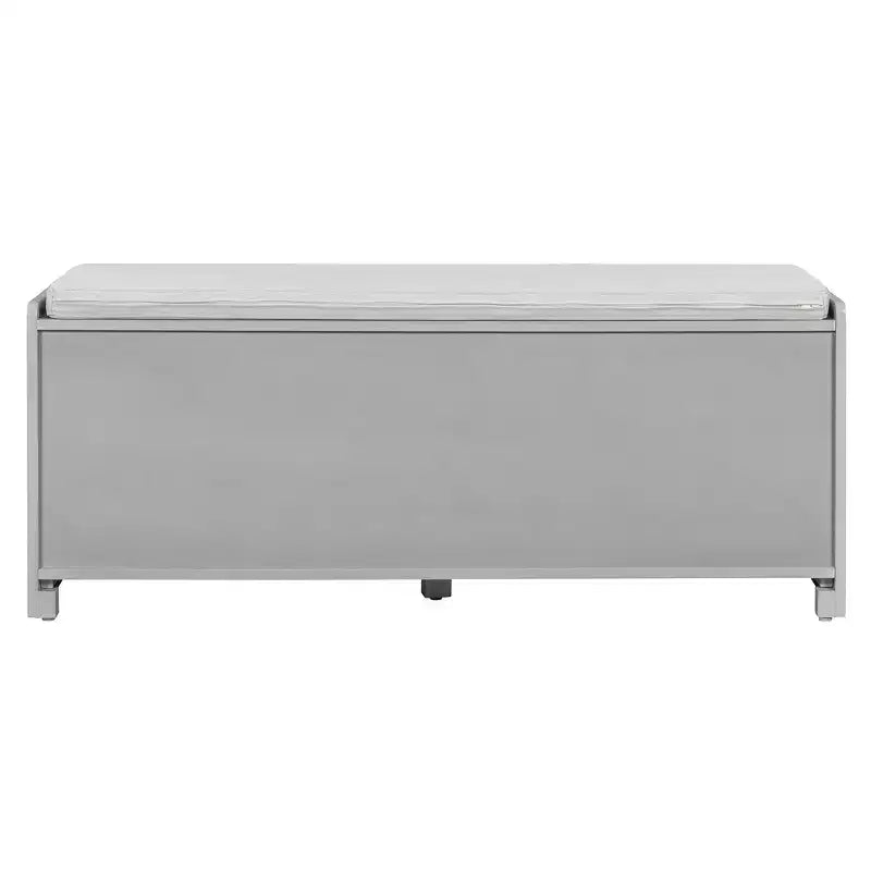 Banc de rangement rustique en bois Whisen, banc à chaussures d'entrée avec coussin amovible, étagères réglables