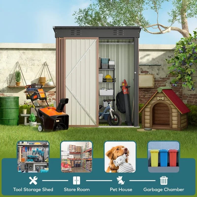 Abri de jardin en métal pour outils avec porte verrouillable pour mobilier de jardin et outils
