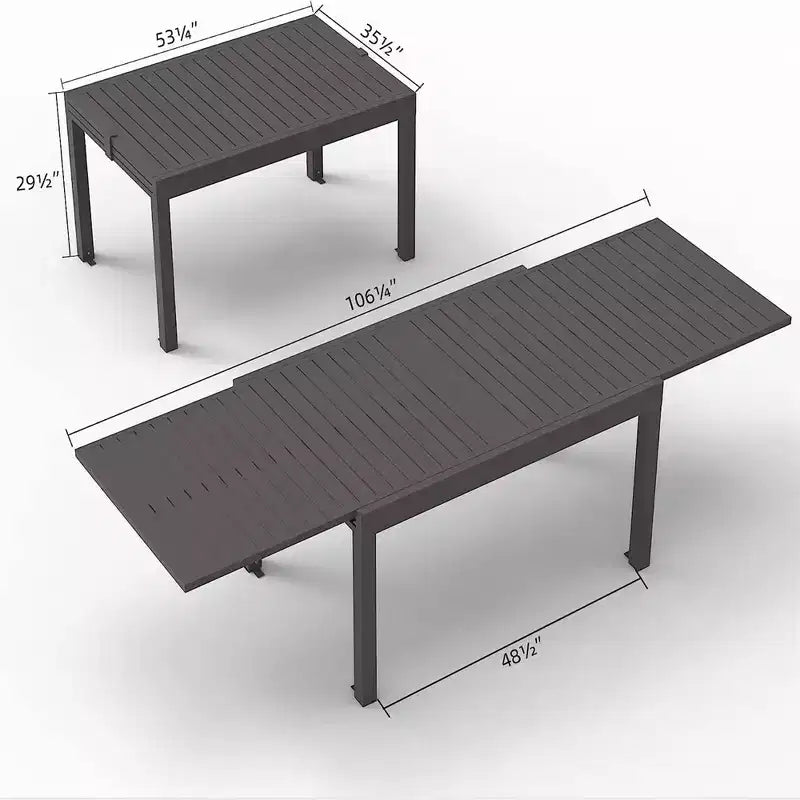 Table à manger extensible Okak en aluminium pour patio, cuisine et salle à manger