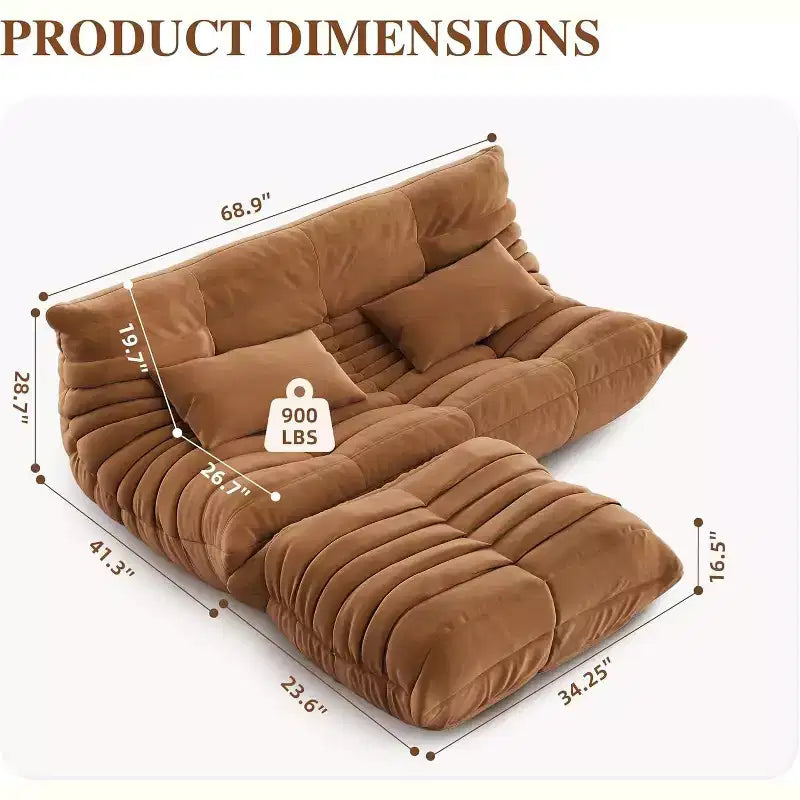 Canapé et pouf géants de salon en forme de pouf, causeuse en similicuir velours adaptée aux animaux pour le salon, le bureau, aucun assemblage requis