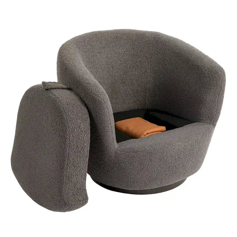 Fauteuil club pivotant rembourré avec rangement, chaise d'appoint moderne pour salon, chambre, bureau ou coin lecture