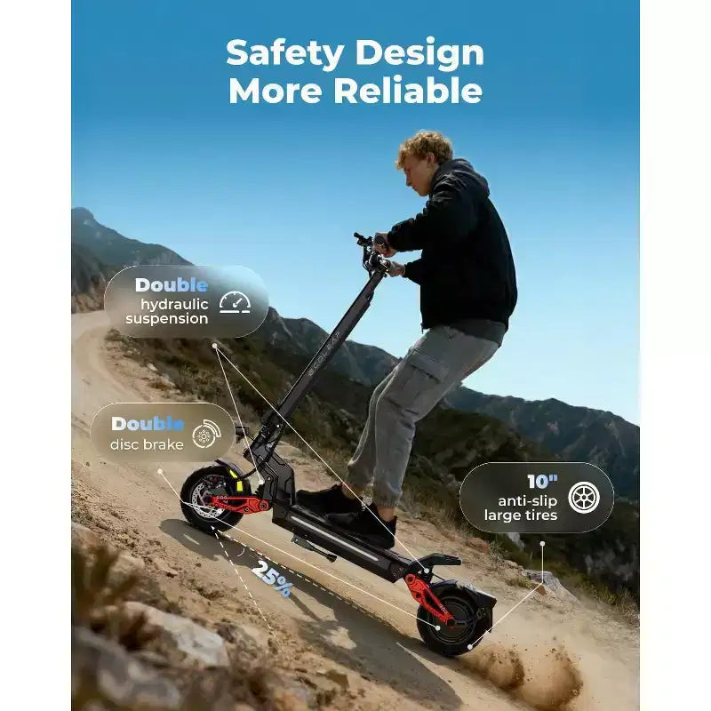 Trottinette électrique ECOLEAP L7 PRO pour adultes, double moteur de 4000W en crête, 70 km/h, autonomie de 120 km, double suspension, freins à disque avant et arrière, certifiée UL.