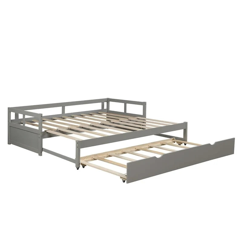 Lit gigogne extensible, Lit gigogne en bois avec tiroir-lit