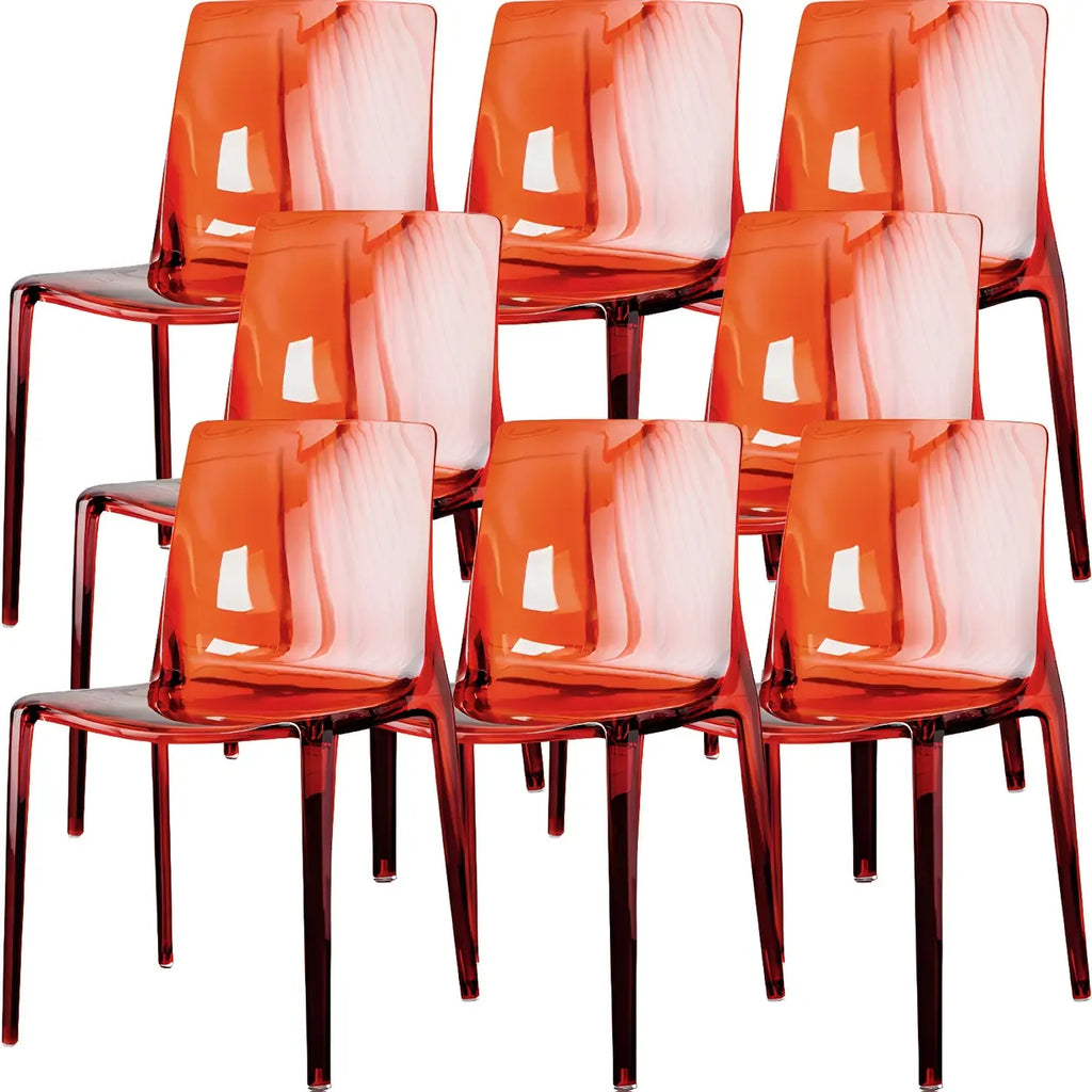 Chaise de salle à manger sans accoudoirs à dossier bas en acrylique ambre