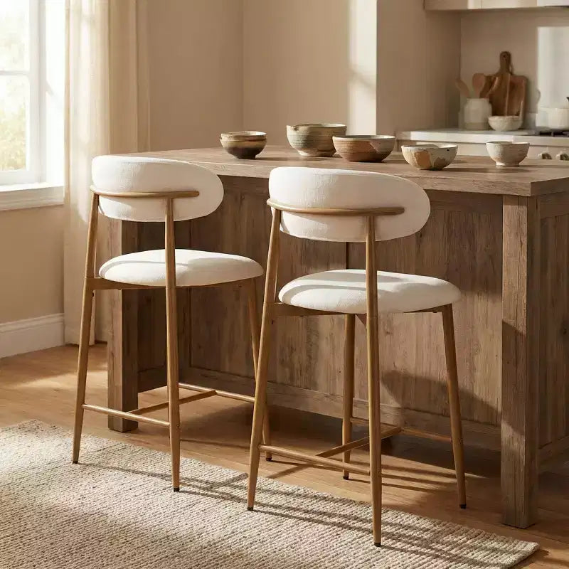 Tabouret de bar hauteur comptoir avec assise rembourrée et pieds en métal, chaise d'îlot de cuisine moderne de 26,3 pouces