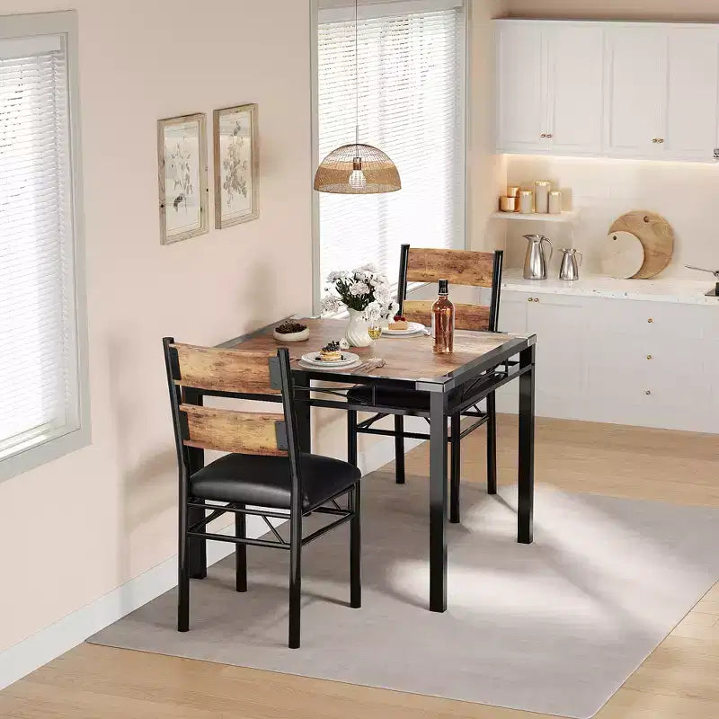 Ensemble table à manger pour 4 personnes, avec 4 chaises rembourrées, ensemble de 5 pièces de table de cuisine en bois avec protecteur de coin pour cuisine, appartement, petit espace.