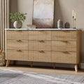 Commode cannelée à 9 tiroirs, commode moderne, meuble TV en bois, design à profil incurvé, pour salon, couloir