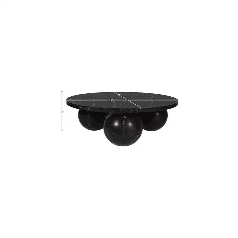 Table basse ronde en marbre avec pieds sphériques, multicolore, 4 places