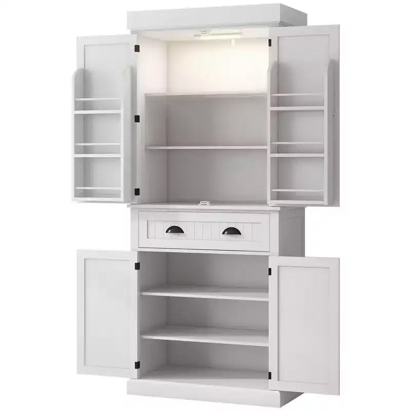 Garde-manger de cuisine de 71 po avec lumières DEL, 6 tablettes de porte, un tiroir et 4 tablettes réglables