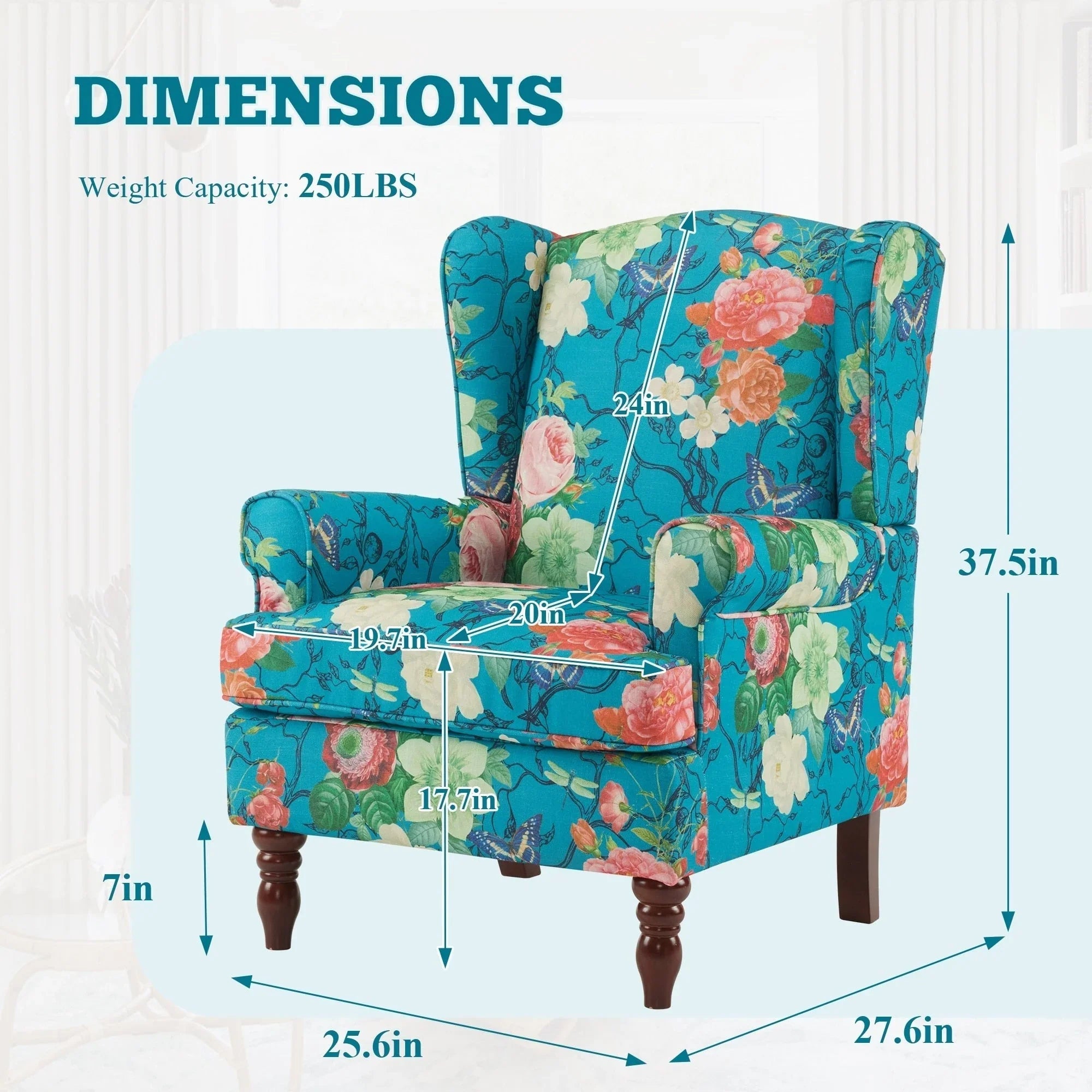 Fauteuil d'appoint moderne Erommy, fauteuil à dossier haut, canapé simple en tissu rembourré avec boutons et pieds en bois pour salon