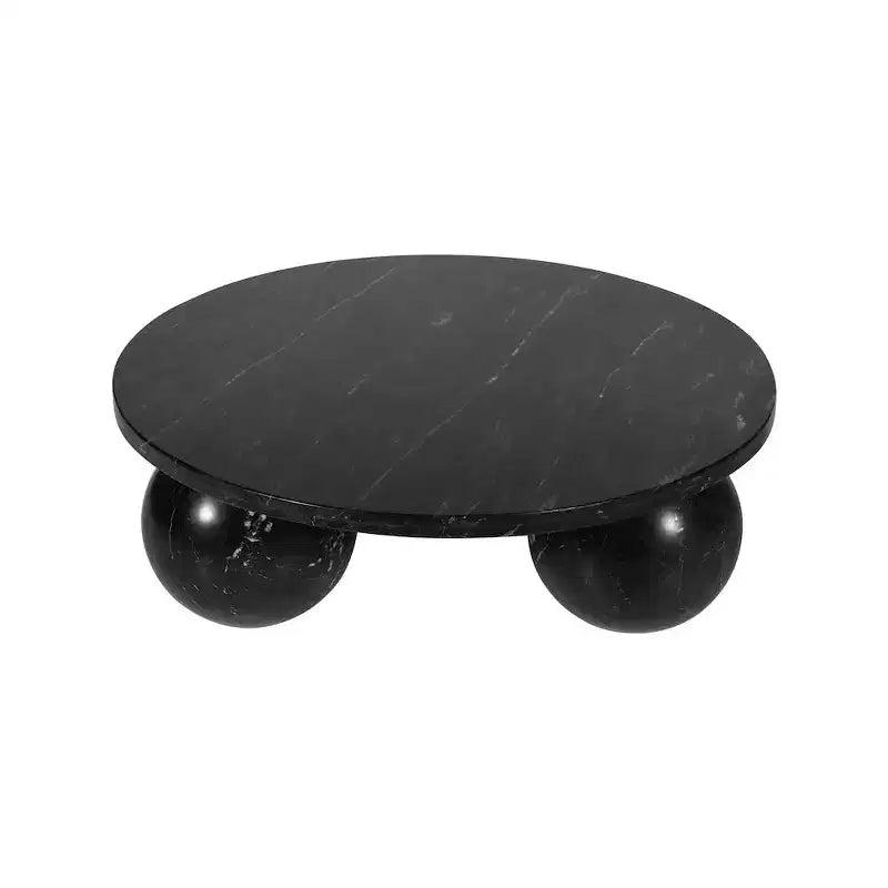Table basse ronde en marbre avec pieds sphériques, multicolore, 4 places