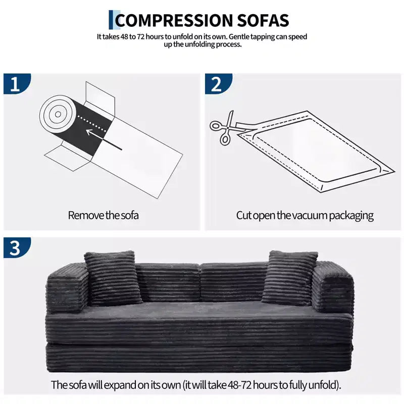 80,7 Canapé-lit convertible 5-en-1 – Corduroy, 1200 lbs, Aucun assemblage requis
