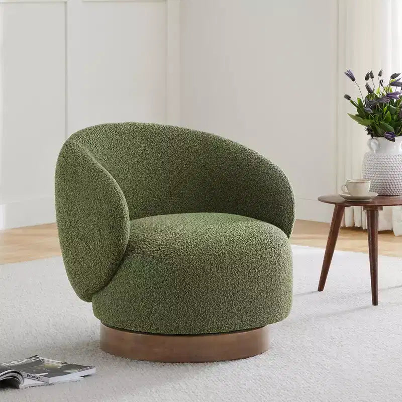 Fauteuil d'appoint pivotant Spruce&Spring en tissu avec base en bois