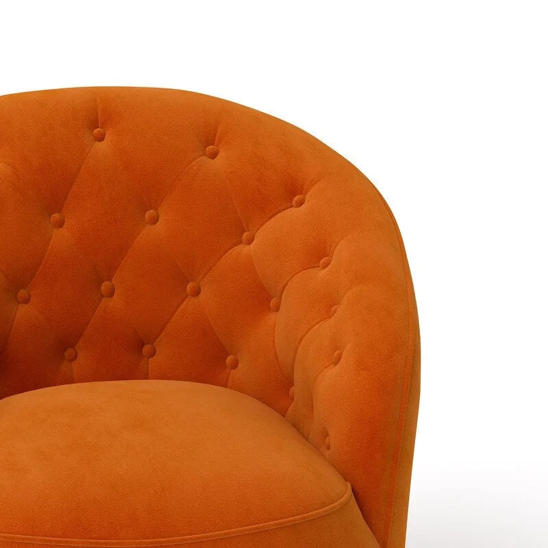 Fauteuil baril pivotant à 360 degrés SEYNAR moderne en velours avec dossier capitonné, lot de 2