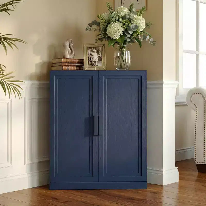 Meuble d'angle Dovelina avec étagères réglables, buffet, meuble à vin, meuble de cuisine et de salle à manger avec portes en bois - 31H x 31L, 36H x 31L