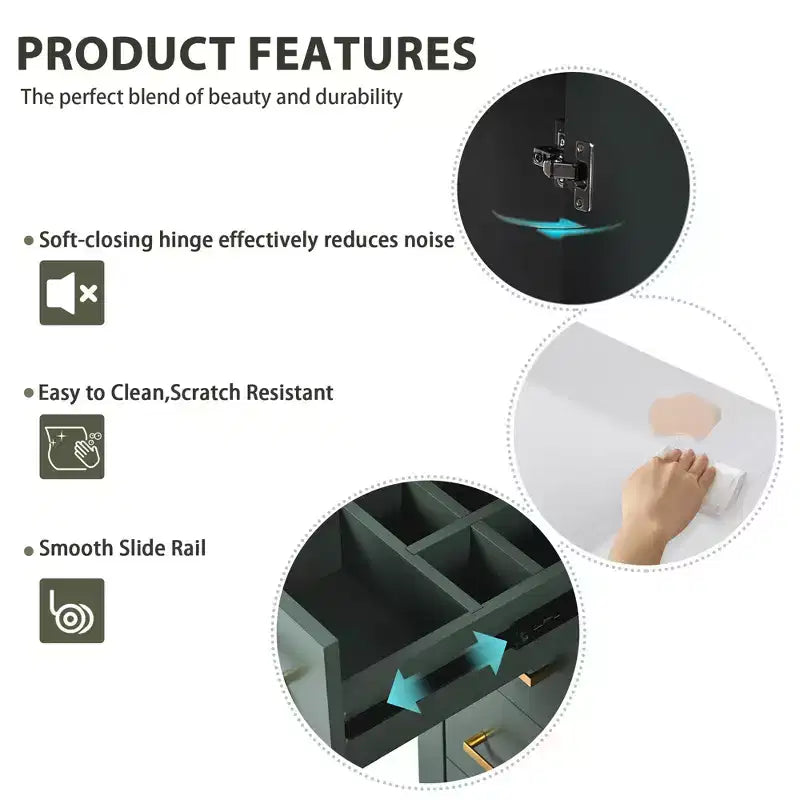 Meuble-lavabo de salle de bain 30 po avec armoire et 3 tiroirs – Noir / Bleu / Vert / Indigo / Blanc