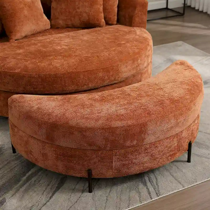 Fauteuil Moderne Rond Avec 5 Coussins Et Pouf Optionnel