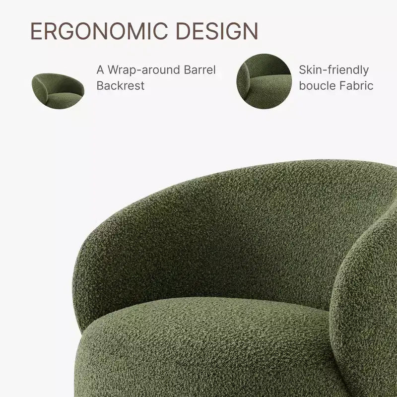 Fauteuil d'appoint pivotant Spruce&Spring en tissu avec base en bois