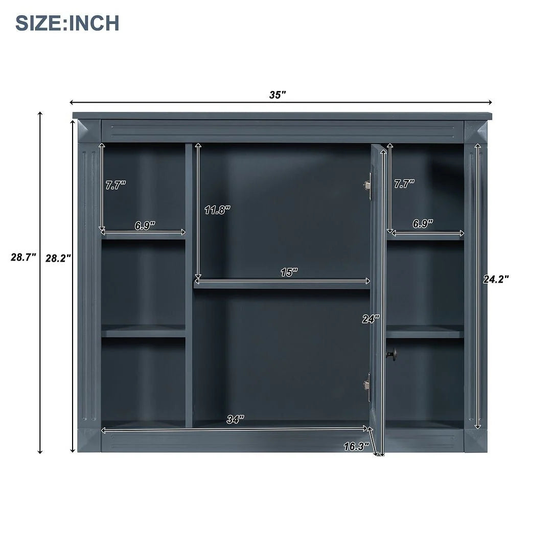 Meuble-lavabo de salle de bain moderne de 91 cm avec lavabo et armoire de toilette, 2 portes et 2 tiroirs