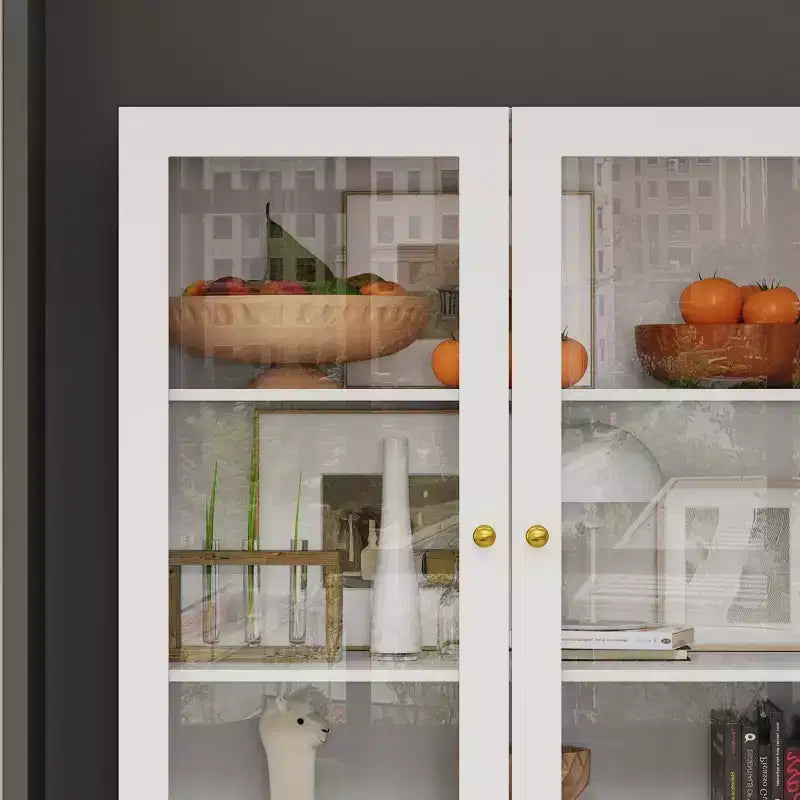 Meuble de rangement polyvalent Famapy avec portes vitrées, bibliothèque, organisateur de garde-manger