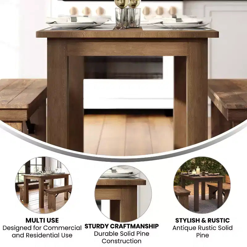 Table de salle à manger de ferme rectangulaire en pin massif 46 x 30 Flash Furniture