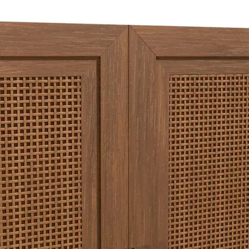 Buffet de rangement à portes en rotin 3 ensembles avec étagères réglables - 93L x 31H