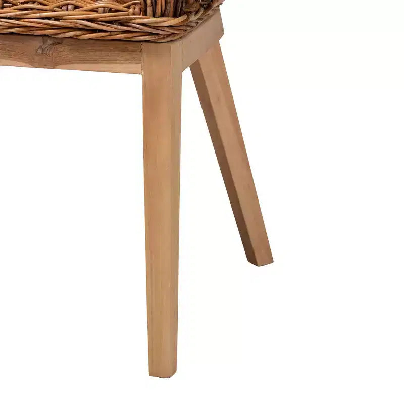 bali & pari Mario Ensemble de 2 chaises de salle à manger modernes de style bohème en teck et rotin, finition marron naturel
