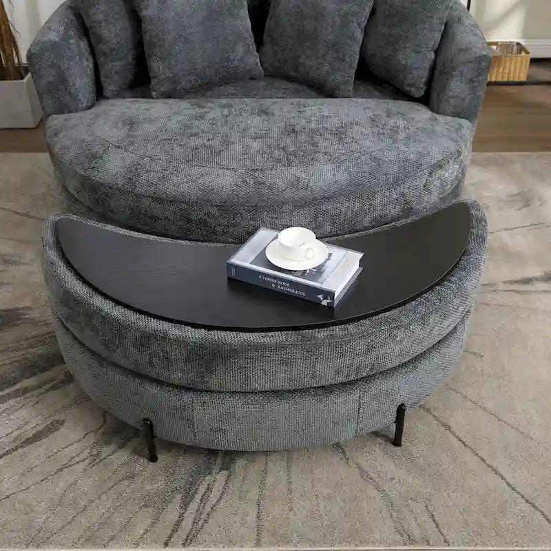 Fauteuil Moderne Rond Avec 5 Coussins Et Pouf Optionnel