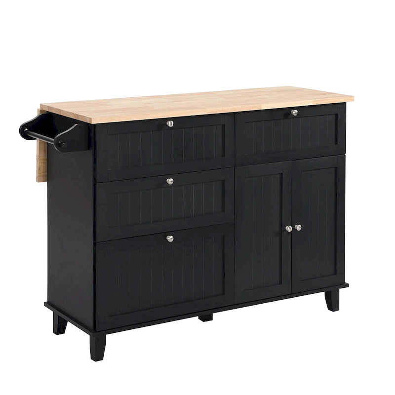 Ensemble d'îlot de cuisine TOPMAX avec abattant et 2 tabourets, ensemble de table à manger avec étagère réglable, tiroirs et porte-serviettes