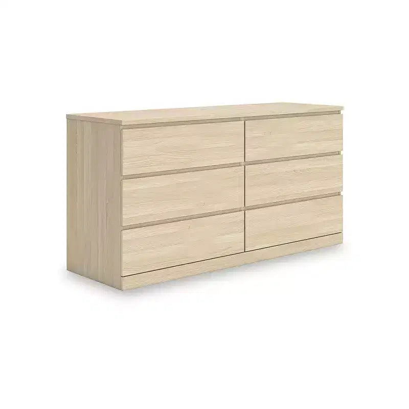 Commode à 6 tiroirs Ashley Modern Onita Signature Design, finition en bois brun naturel, sans quincaillerie