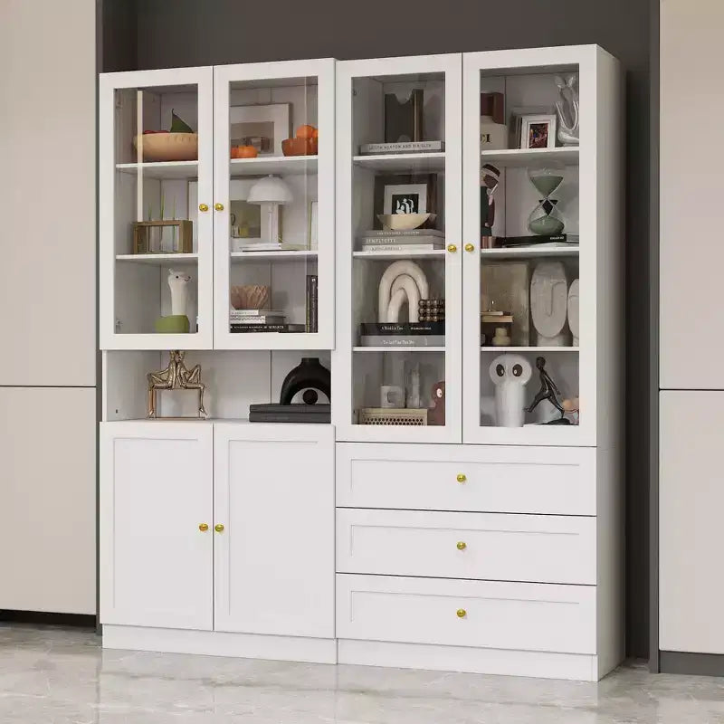 Meuble de rangement polyvalent Famapy avec portes vitrées, bibliothèque, organisateur de garde-manger