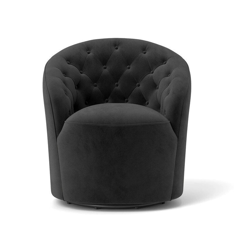 Fauteuil baril pivotant à 360 degrés SEYNAR moderne en velours avec dossier capitonné, lot de 2