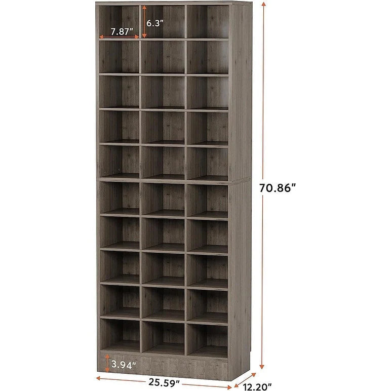 Meuble à chaussures haut 30 paires, étagère de rangement à chaussures en bois blanc 10 niveaux pour placard, entrée - 10 niveaux
