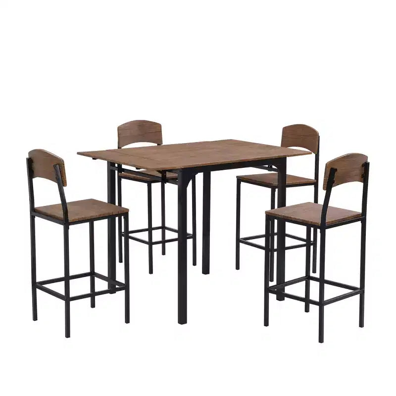 Ensemble de table à manger pliable à hauteur de comptoir Whisen Farmhouse 5 pièces avec chaises de salle à manger