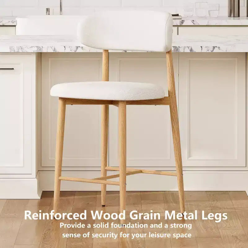 Tabouret de bar hauteur comptoir avec assise rembourrée et pieds en métal, chaise d'îlot de cuisine moderne de 26,3 pouces