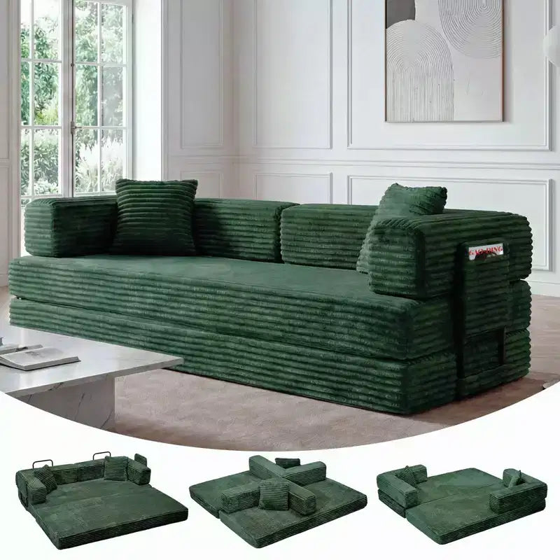 80,7 Canapé-lit convertible 5-en-1 – Corduroy, 1200 lbs, Aucun assemblage requis