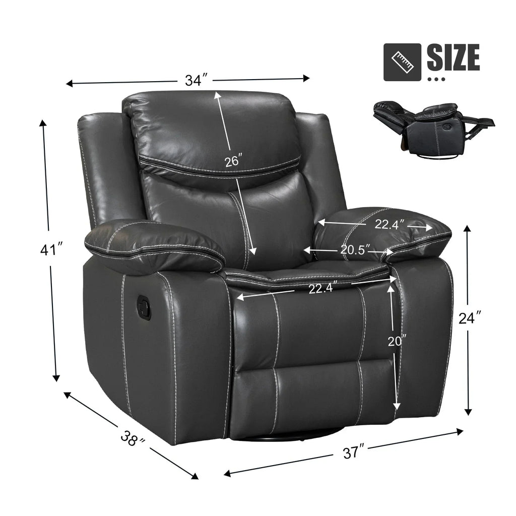 Fauteuil inclinable massant et chauffant en cuir, assise large et durable