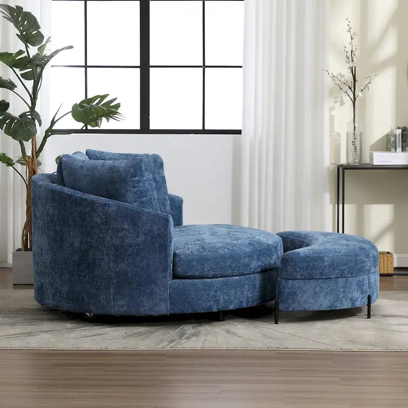 Fauteuil Moderne Rond Avec 5 Coussins Et Pouf Optionnel