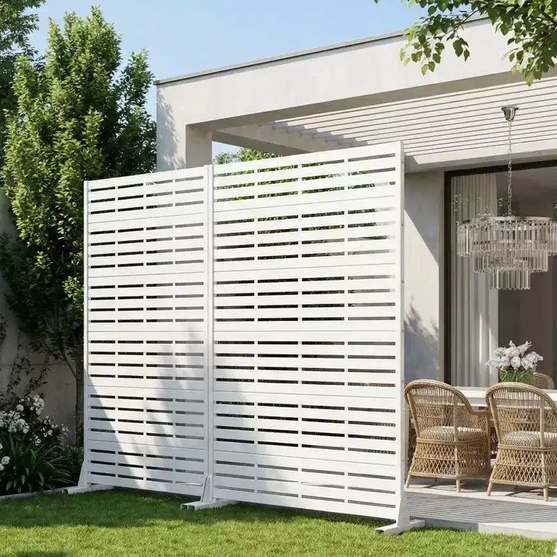 MAYEERTY 72x47 Écran de confidentialité extérieur naturel blanc, séparateur pliable naturel en 6 pièces pour jardin et cour arrière