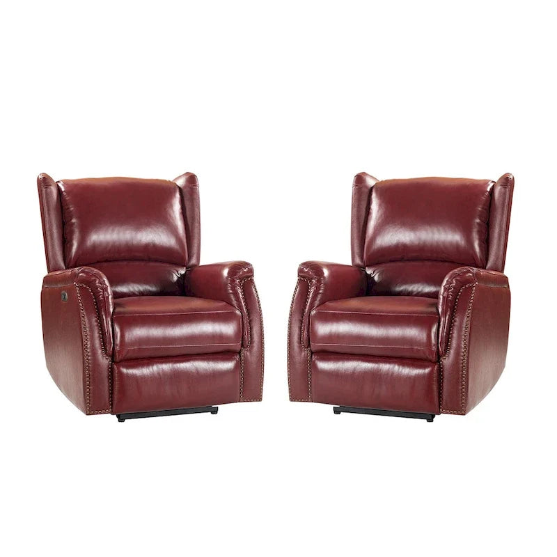Fauteuil inclinable électrique Eduardo en cuir véritable avec port USB (ensemble de 2)