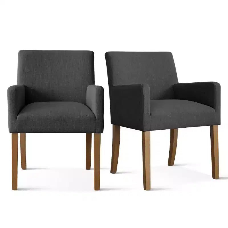 Lot de 6 chaises de salle à manger capitonnées avec accoudoirs, fauteuils modernes en lin avec pieds en bois, chaises d'appoint pour salle à manger, salon – Panipeachy