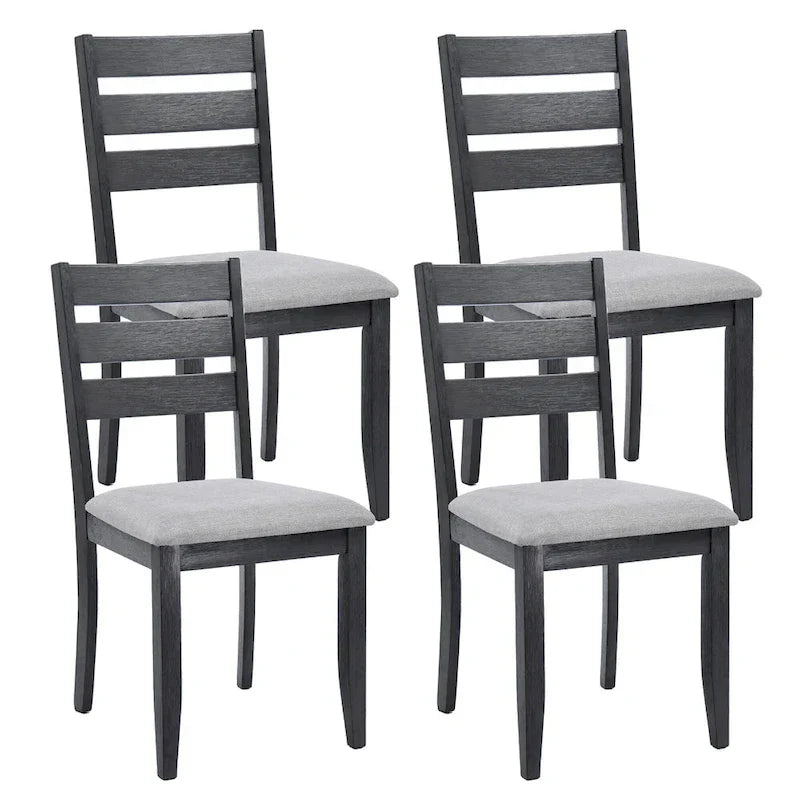 Lot de 4 chaises de salle à manger en bois à dossier à lattes