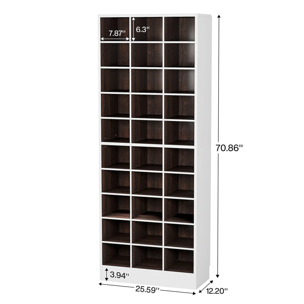 Meuble à chaussures haut 30 paires, étagère de rangement à chaussures en bois blanc 10 niveaux pour placard, entrée - 10 niveaux