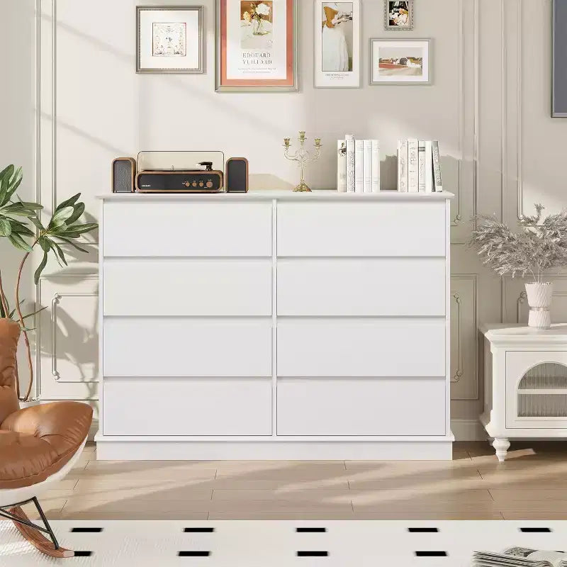 Armoire de rangement à 8 tiroirs, commode à tiroirs profonds, grand placard à plateau large pour salon, couloir, chambre d'enfants