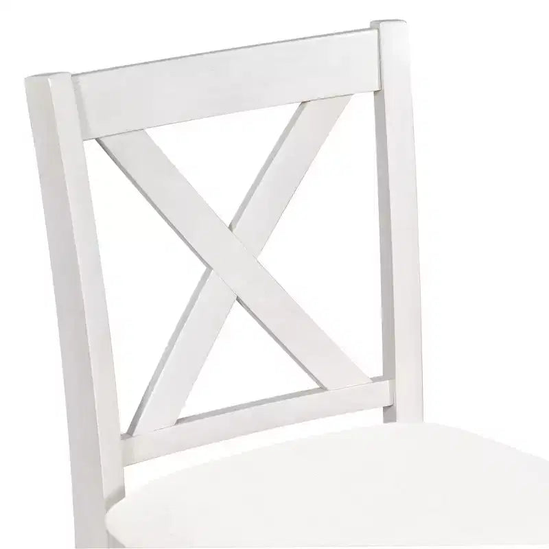 Ensemble table et chaises Homy Casa 5 pièces hauteur comptoir avec étagères de rangement, blanc et noyer, style ferme moderne