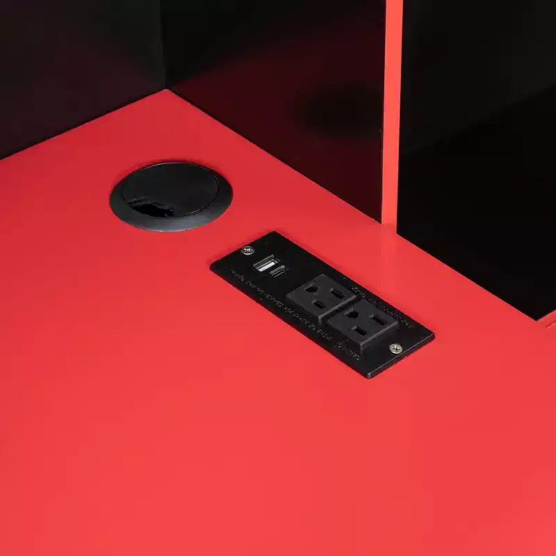 Lit de repos Gamer Hub avec bureau, lumières RGB, station de recharge, tiroirs de rangement et tête de lit bibliothèque