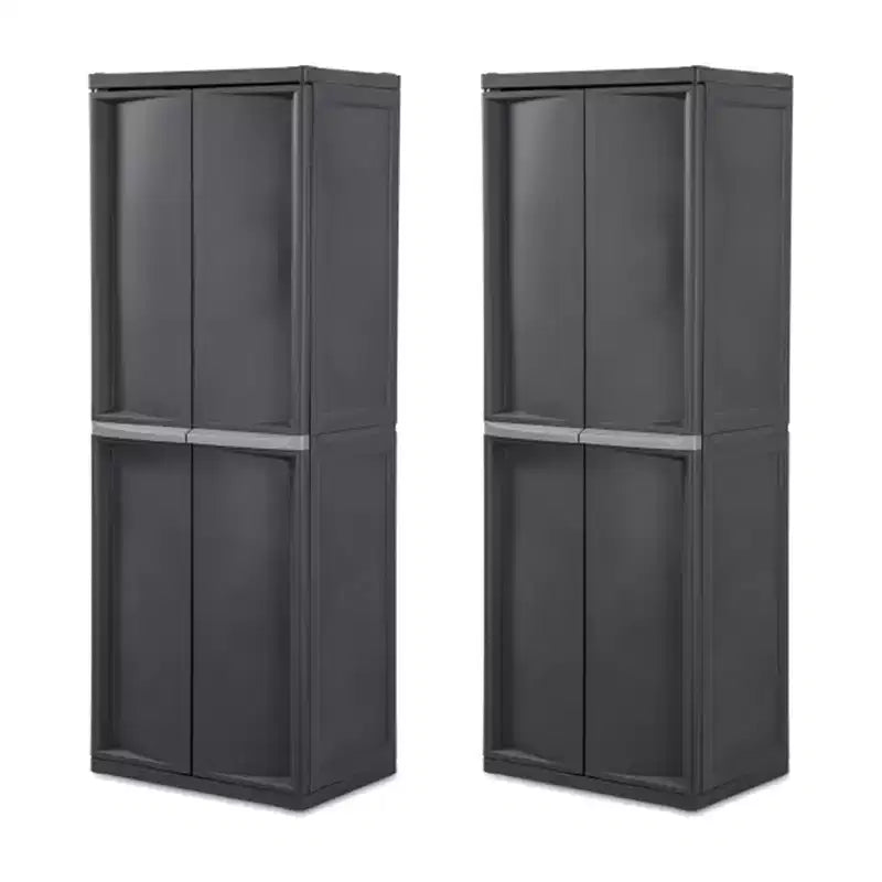 Lot de 2 armoires de rangement de garage Sterilite à 4 étagères réglables, gris